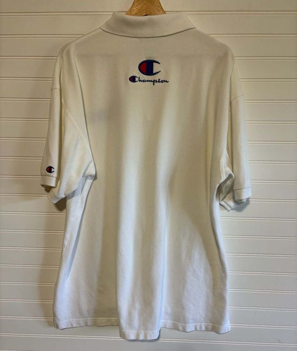 Vintage Champion NBA Los Angeles Clippers Polo Shirt White XL Sports Streewear - Picture 2 of 5